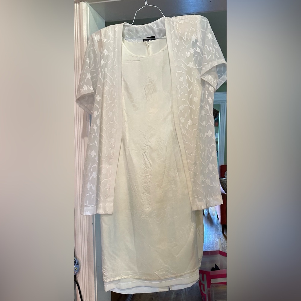 Elegant White Dress with Sheer Overlay